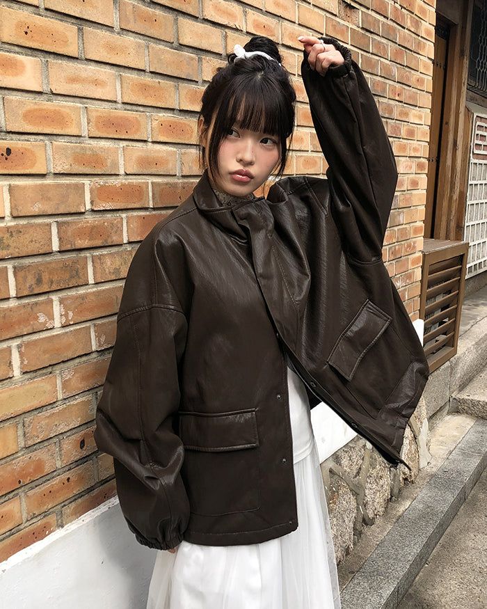 WONDER WONDER(ワンダーワンダー)の「Marang Oversized Big-Pocket Leather Jacket(Jackets/Outerwear)」