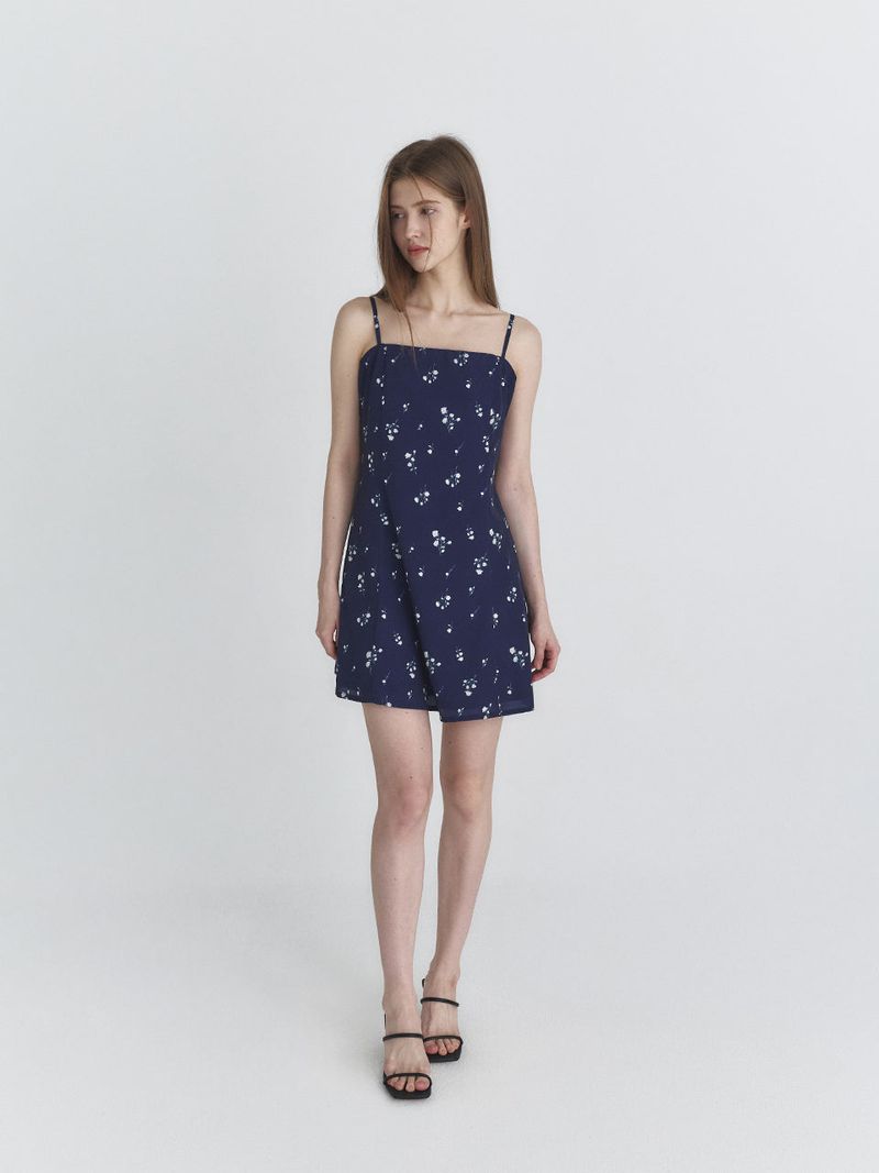 Floral flare dress (Navy)