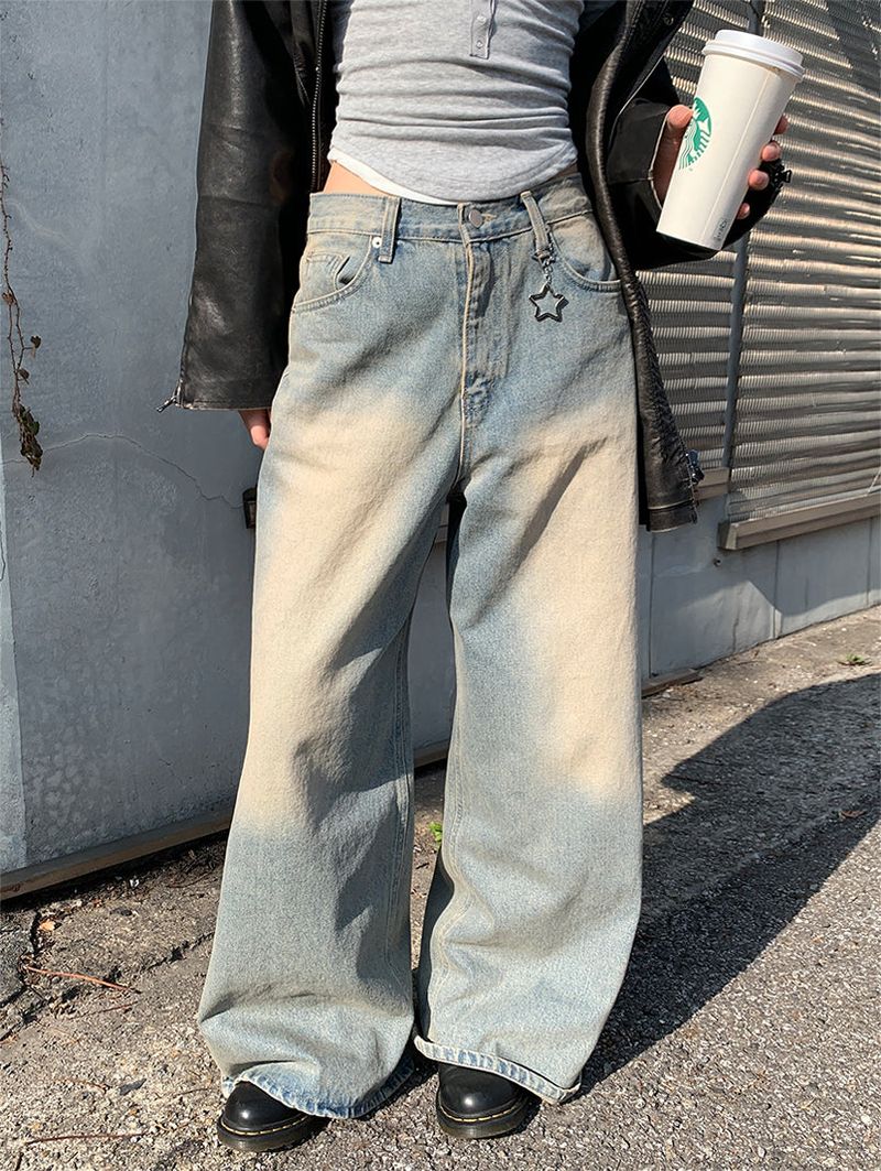 KEYRING WASHED WIDE JEANS