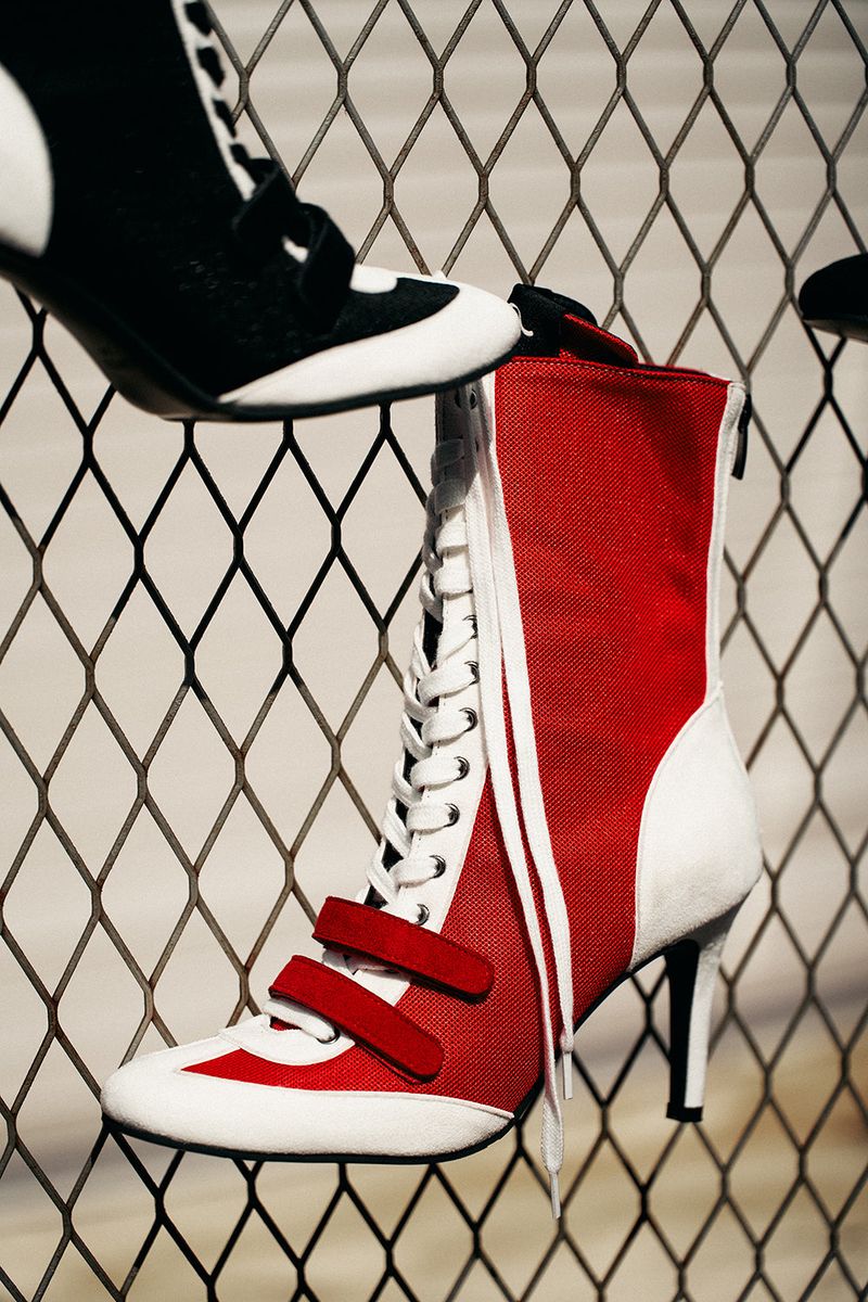 Boxing Velcro Lace-Up Heel(Red)