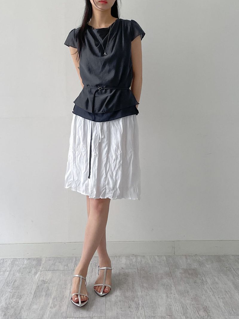 INCHANT ME（インチャントミー）の「Wrinkle Banding Midi Skirt（Skirts）」