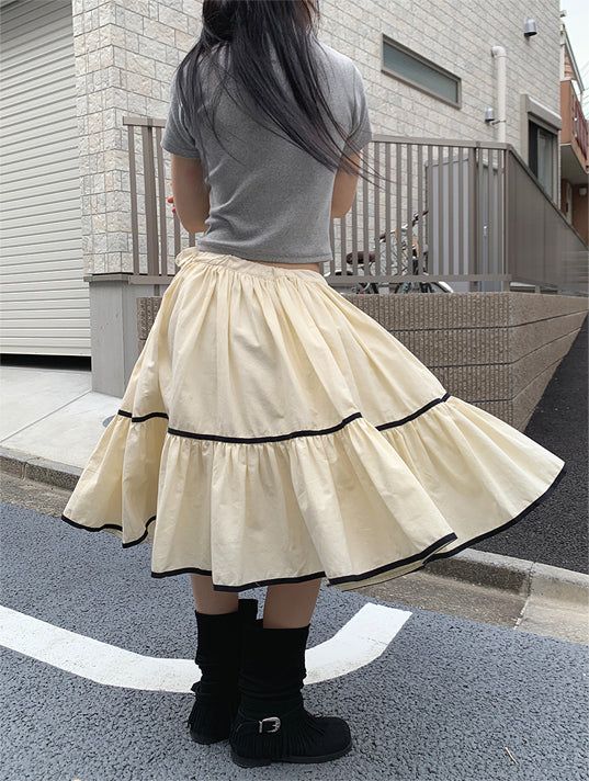 TAPE FLARE RIBBON SKIRT (2C)