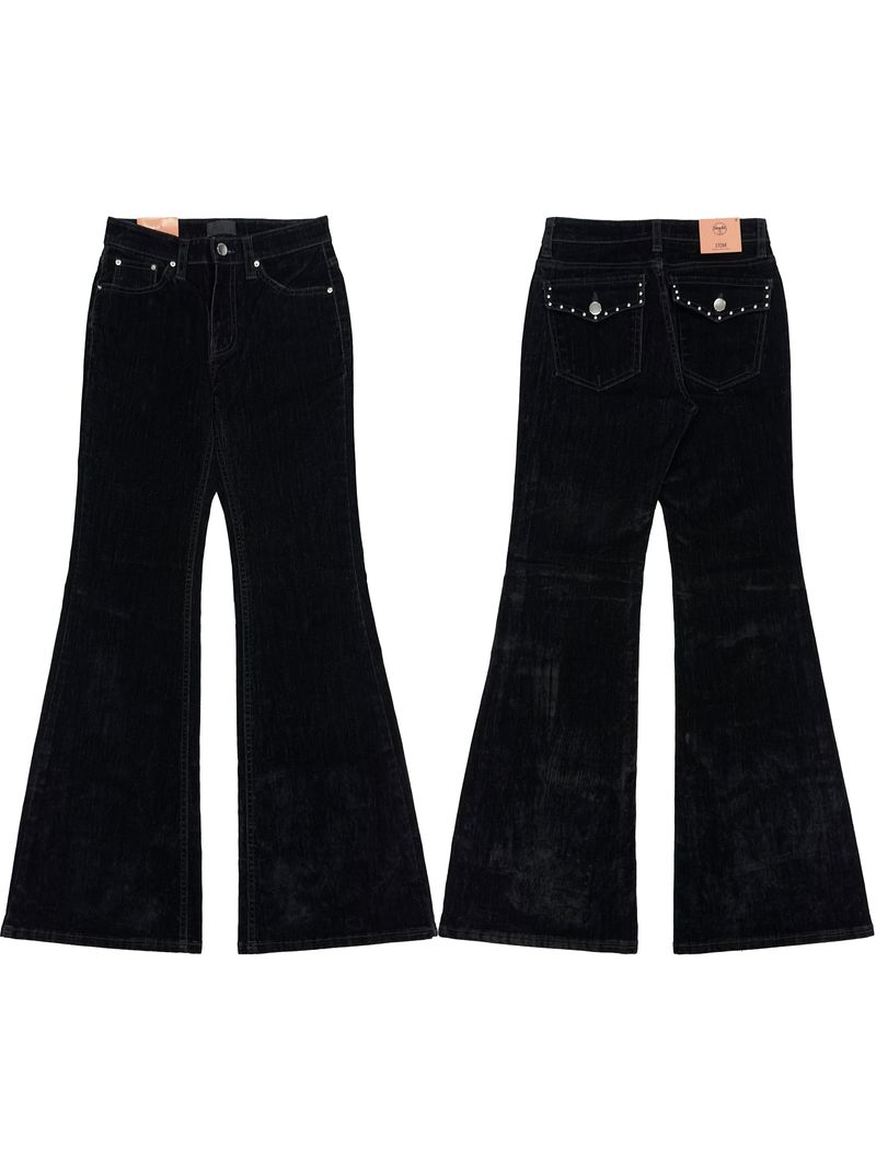velvet stud bootcut pants