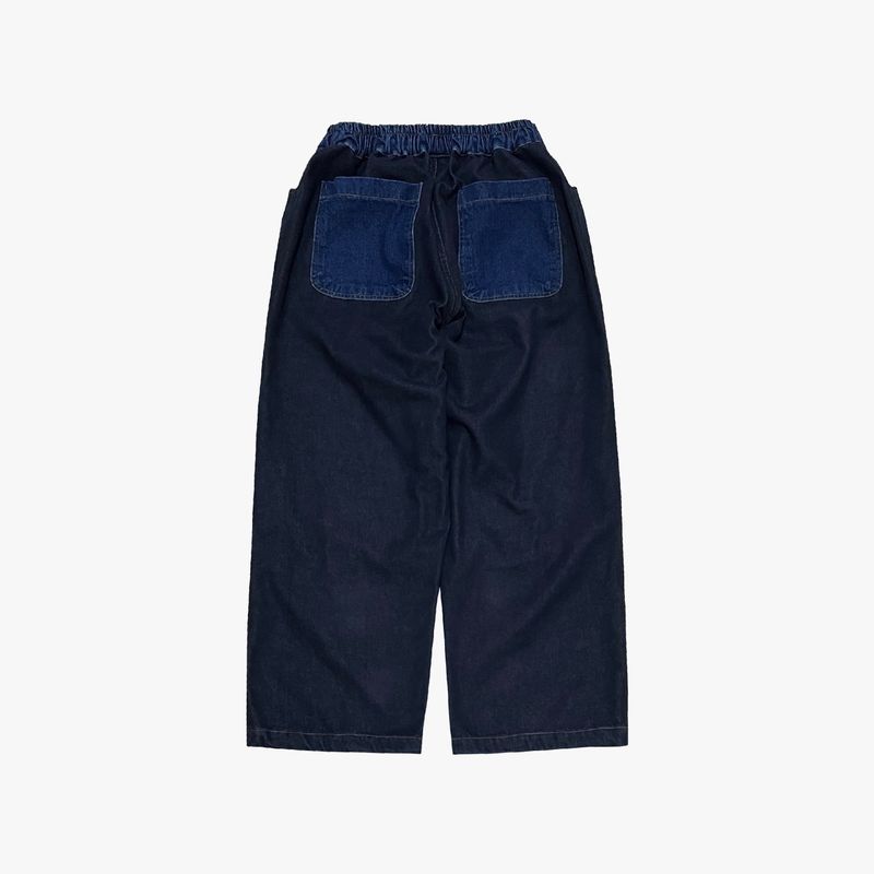 panel mix denim wide pants_blue