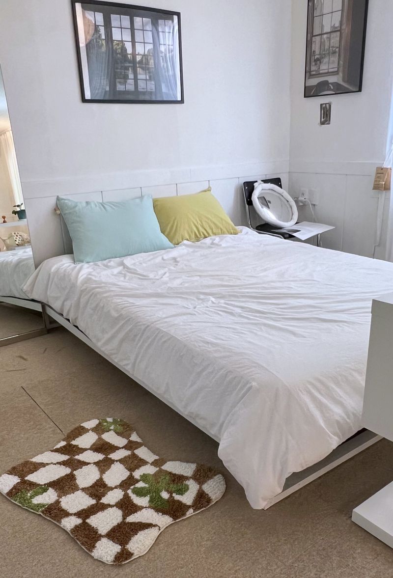 Green flower wave checkerboard tufting rug