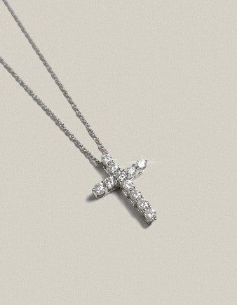 Cross Rope Chain Necklace Silver-L