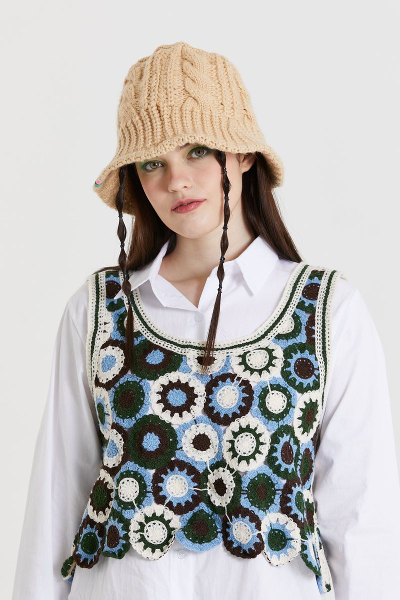 TWIST KNITTING BUCKET HAT_BEIGE