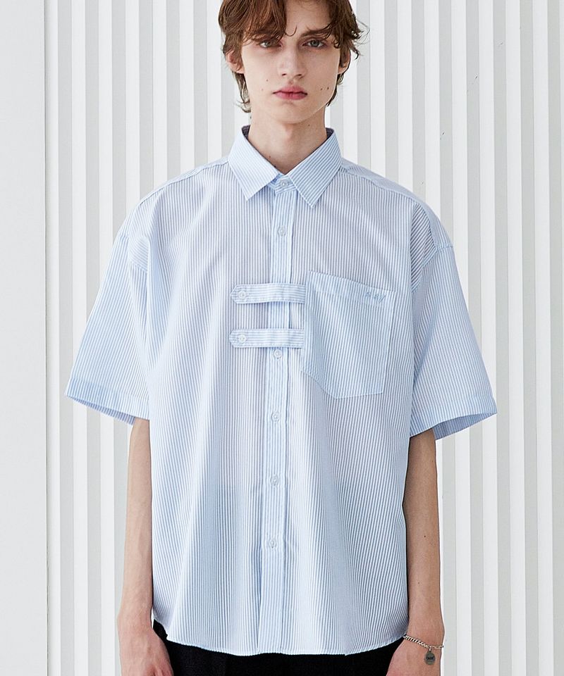 S SY(エスエスワイ)の「DOBLE HOLDER STRIPE HALF SHIRT SKY BLUE(Tops)」