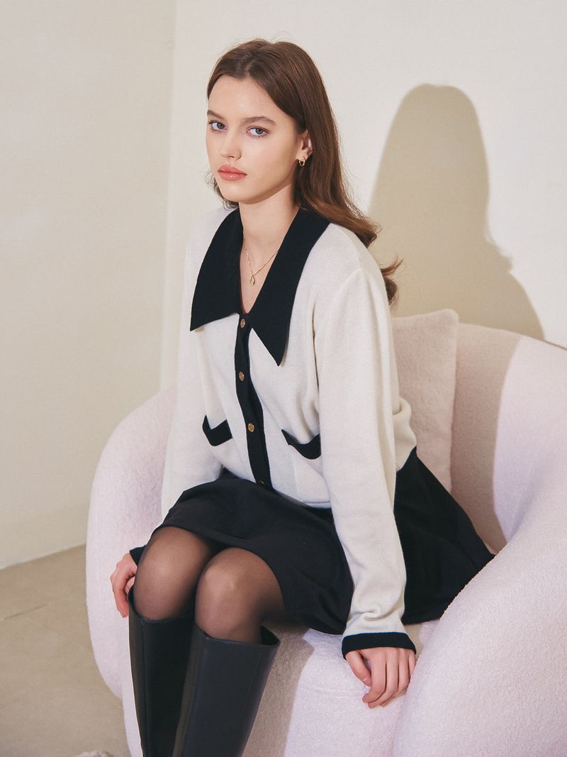 vem.ver（ベムバー）の「FLAT COLLAR KNIT CARDIGAN_IVORY（）」