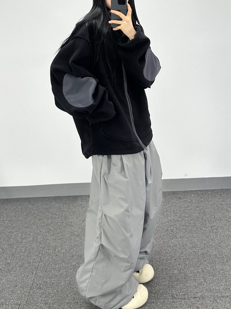 reverse elbow fleece zip-up