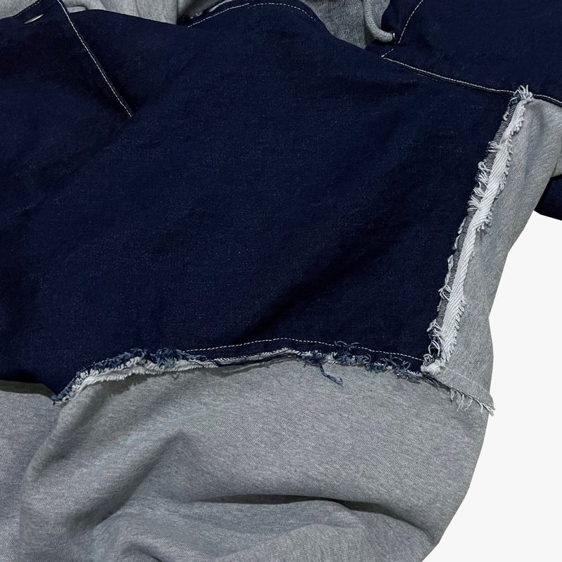 layered deconstructed zip-up hoodie_blue