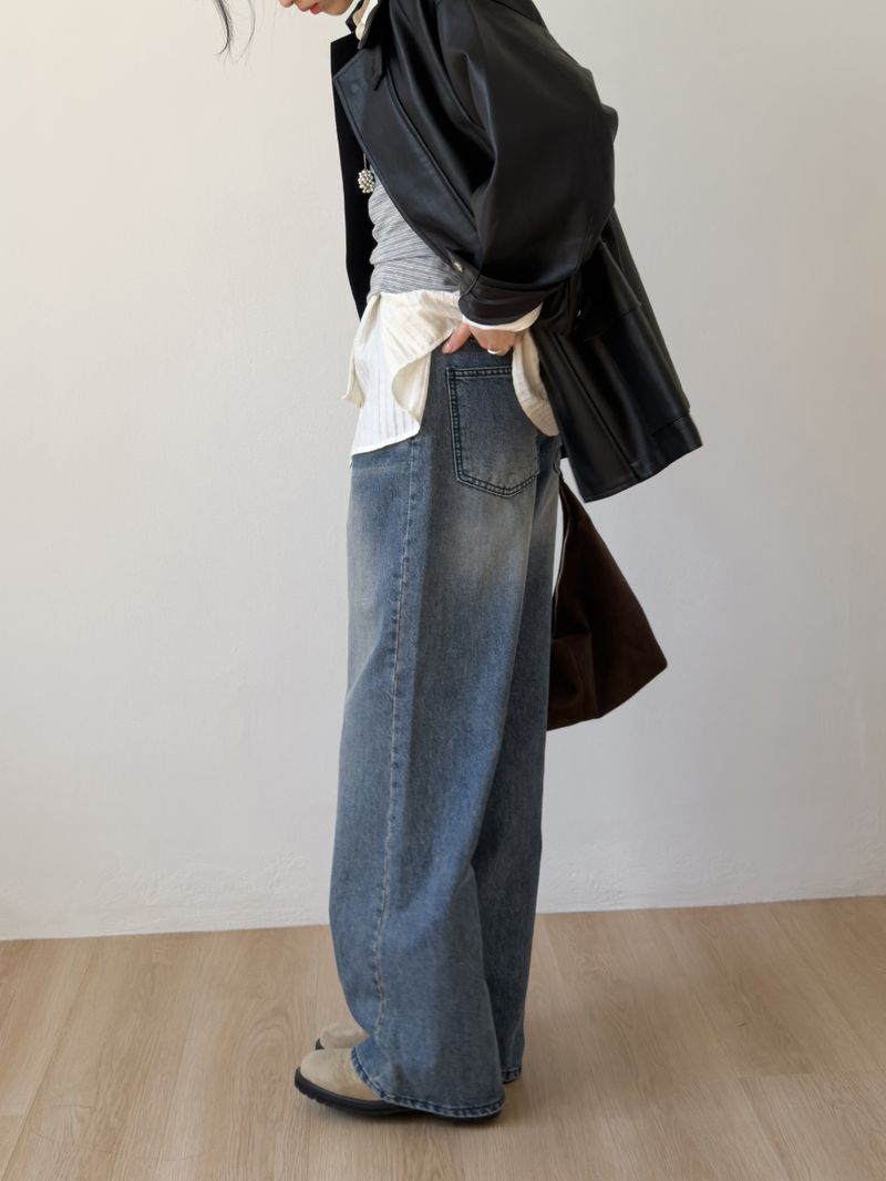 306 Brushed Wide Denim Pants