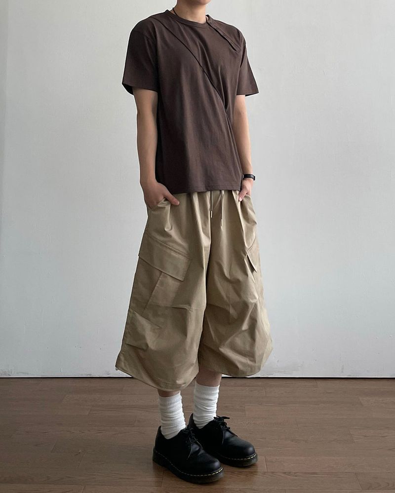 Solid Cargo Bermuda Pants