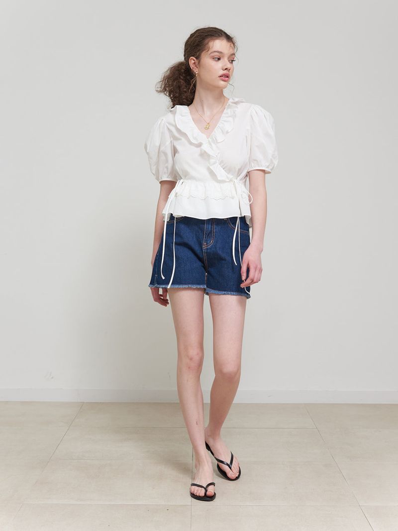 AMY RUFFLE DETAIL WRAP BLOUSE_WHITE