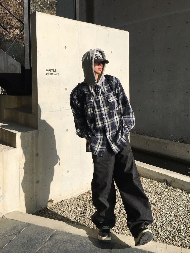 Stern Peach Check Hoodie 3C