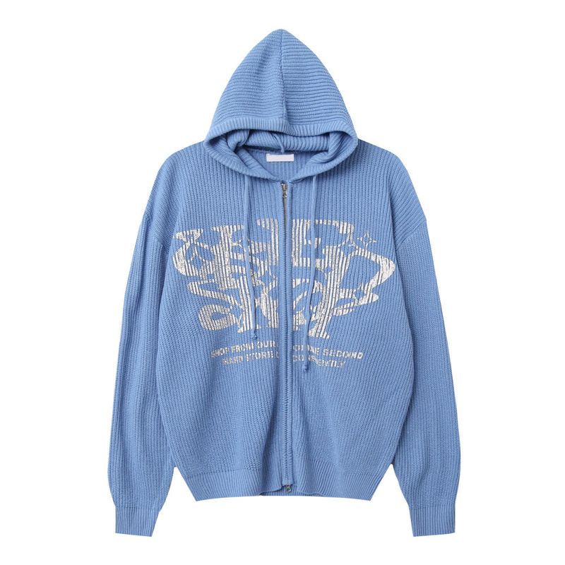 LMN Munt Oversized-Fit Knitwear Hooded Zip-Up (4 colors)