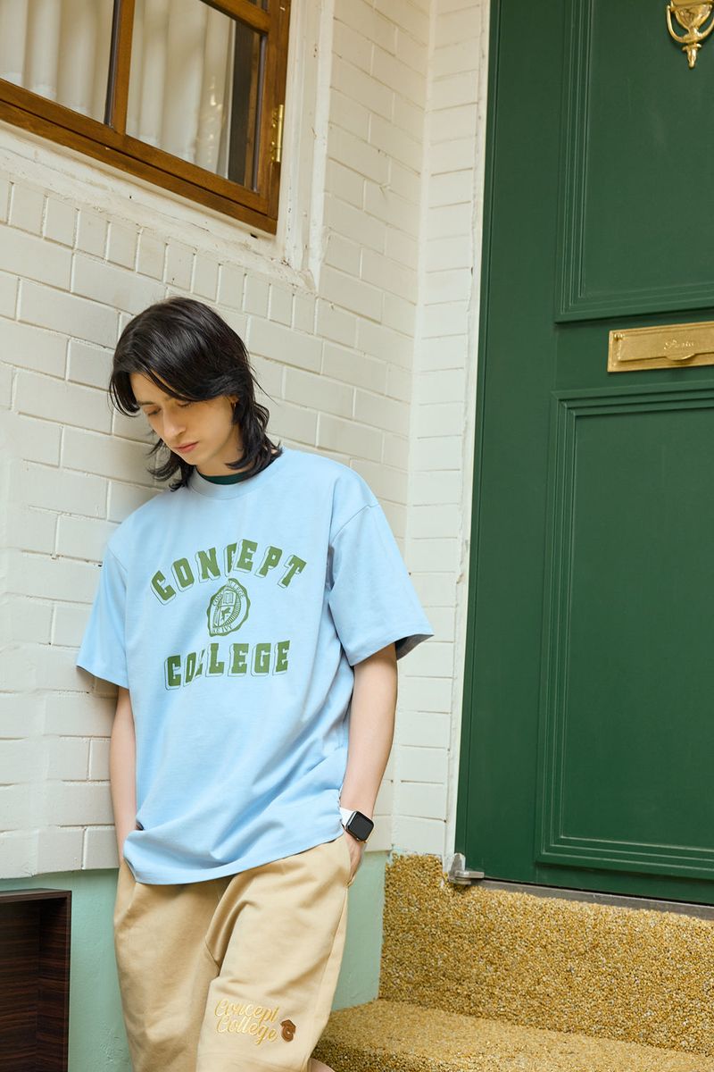 Green Classic Big Logo Crew Neck Sky Blue Short Sleeve T-shirt [Unisex]