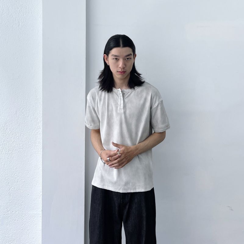 Faded Henley Short Sleeve Tee