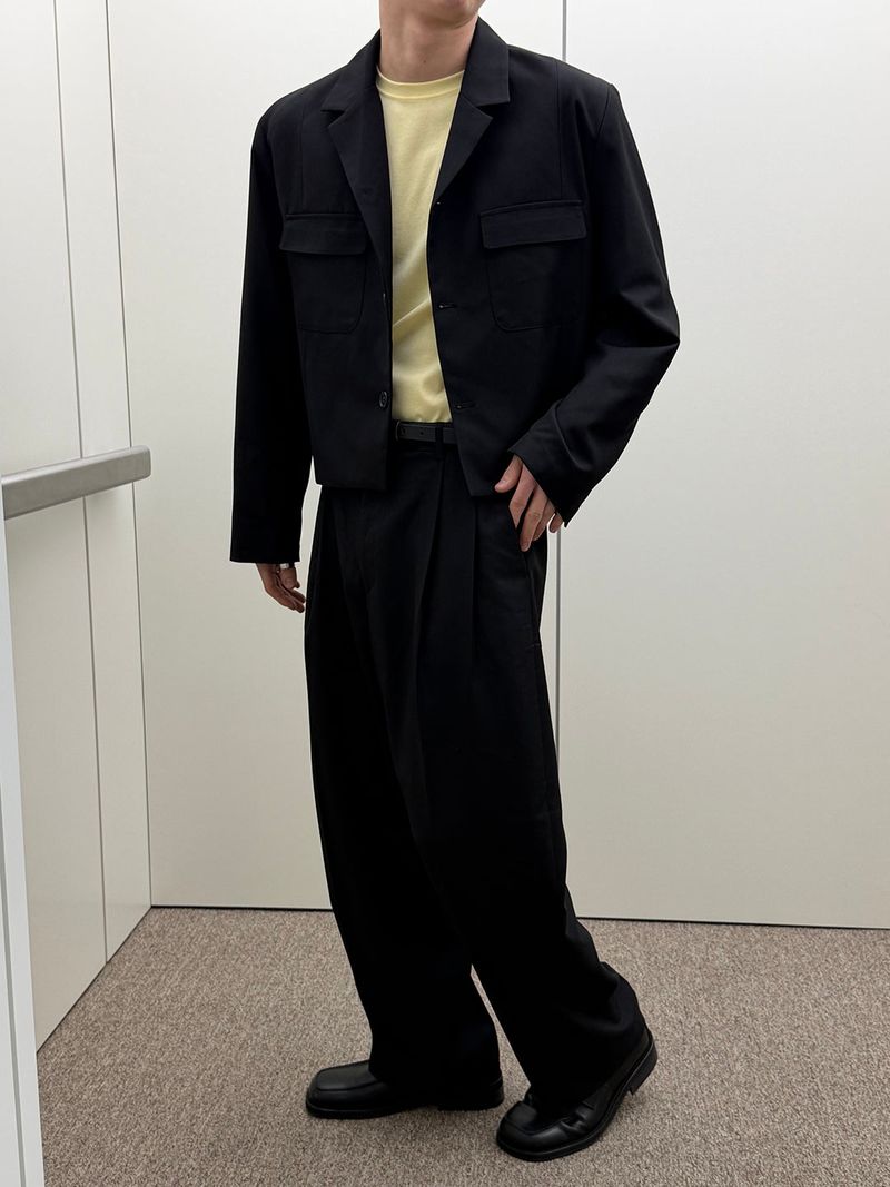 [SET UP가능] Two tuck wide slacks(2color)