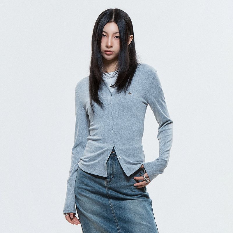 DAUSPICE(DUC)（ダウスピス）の「(DUC) Round-Neck Cardigan Gray（Tops）」