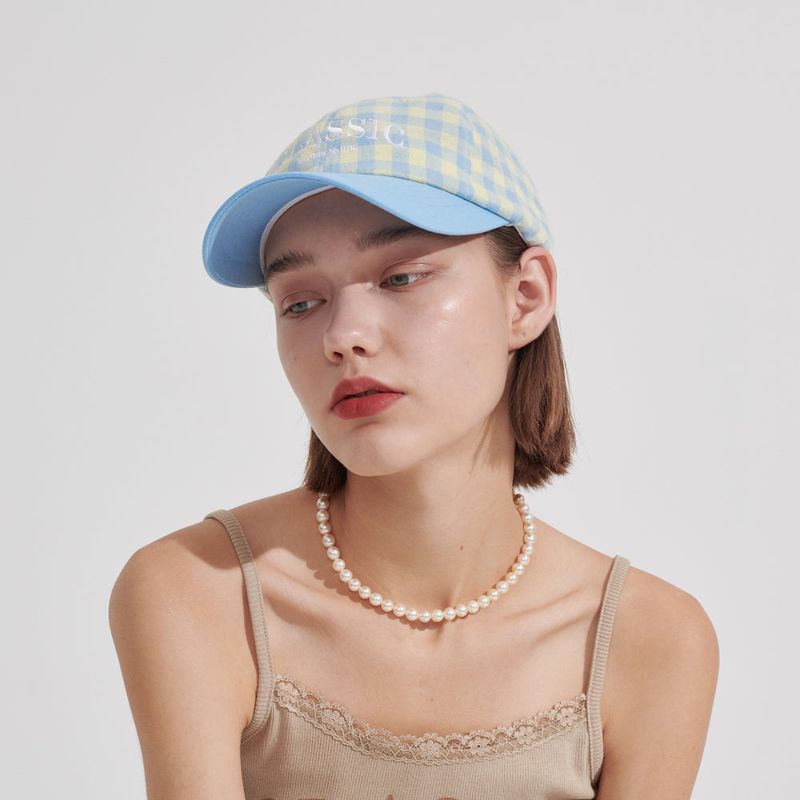 wonder visitor（ワンダービジター）の「Classic check Ball-cap [Light blue]（Hats）」