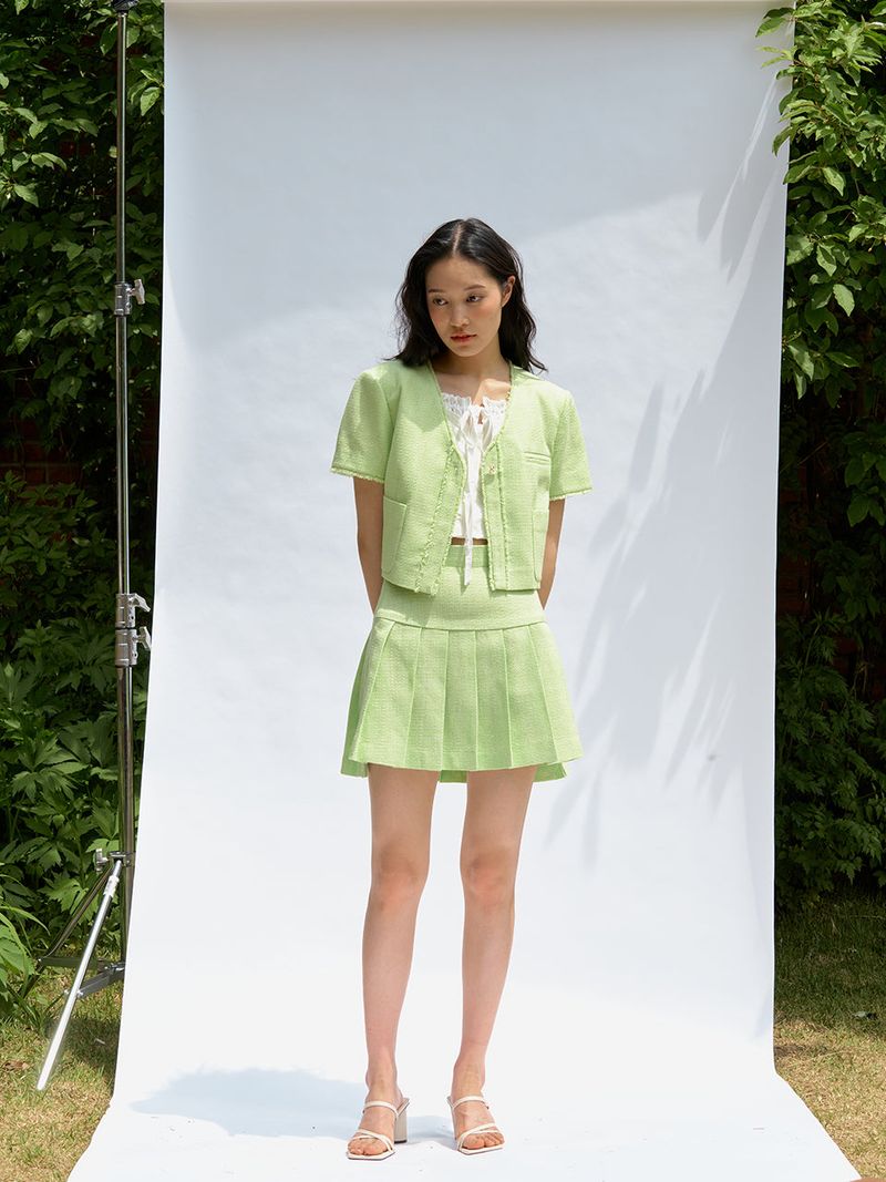 Tweed short jacket (Light Green)