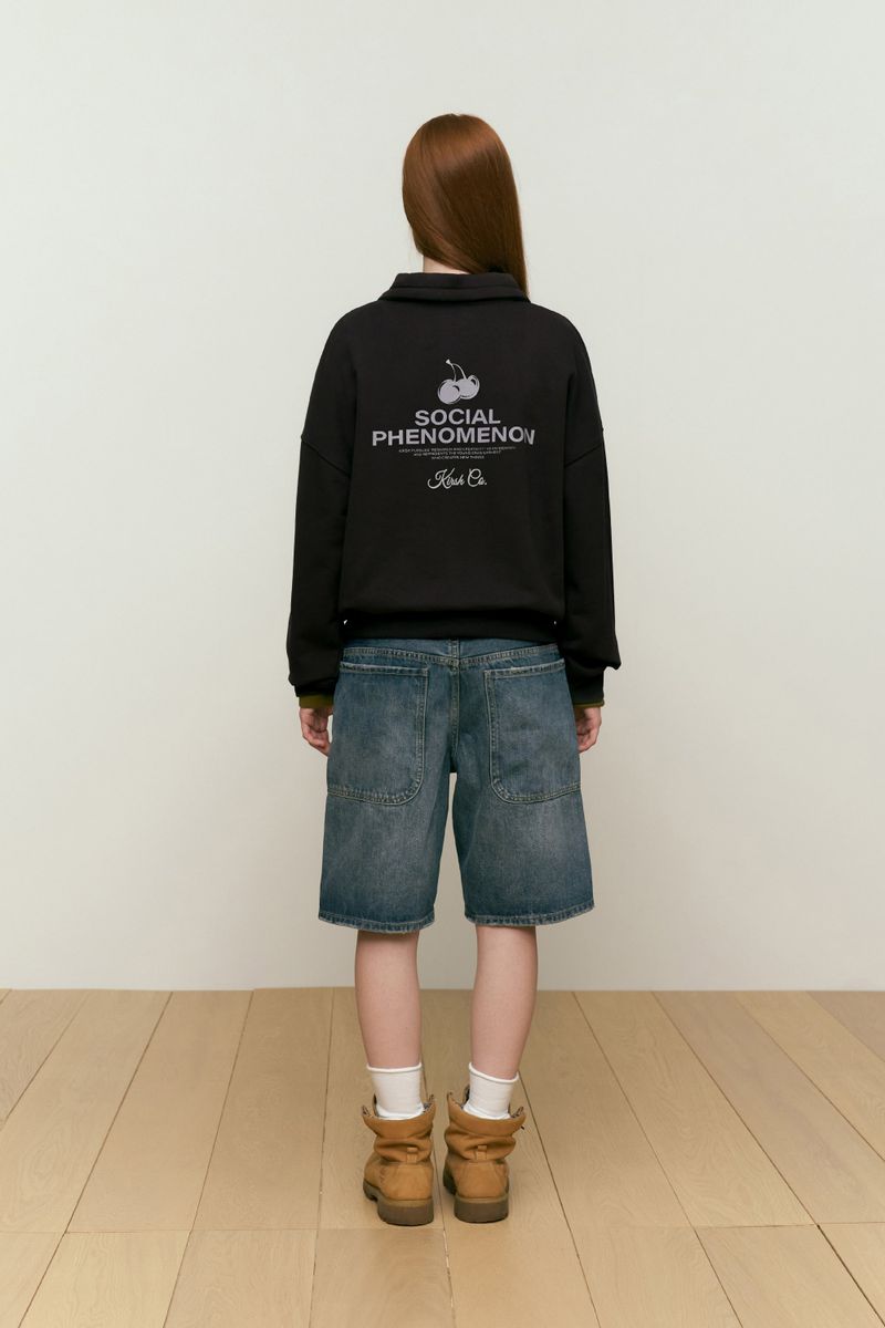 CHERRY ARCH LOGO HALF ZIP UP [DARK BROWN]