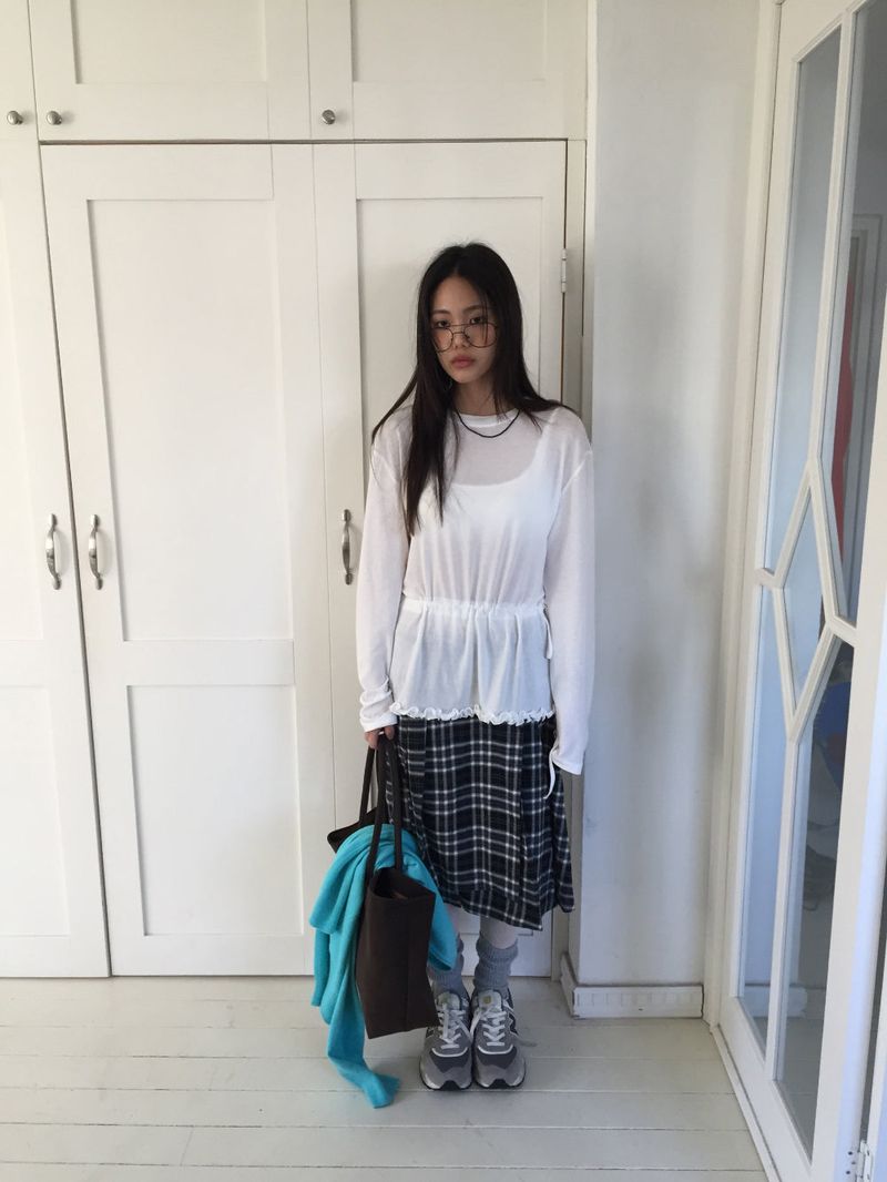 Silhouette check tights (3color)