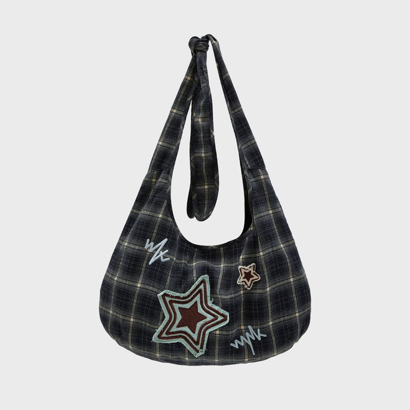 Star Check Applique Shoulder Bag