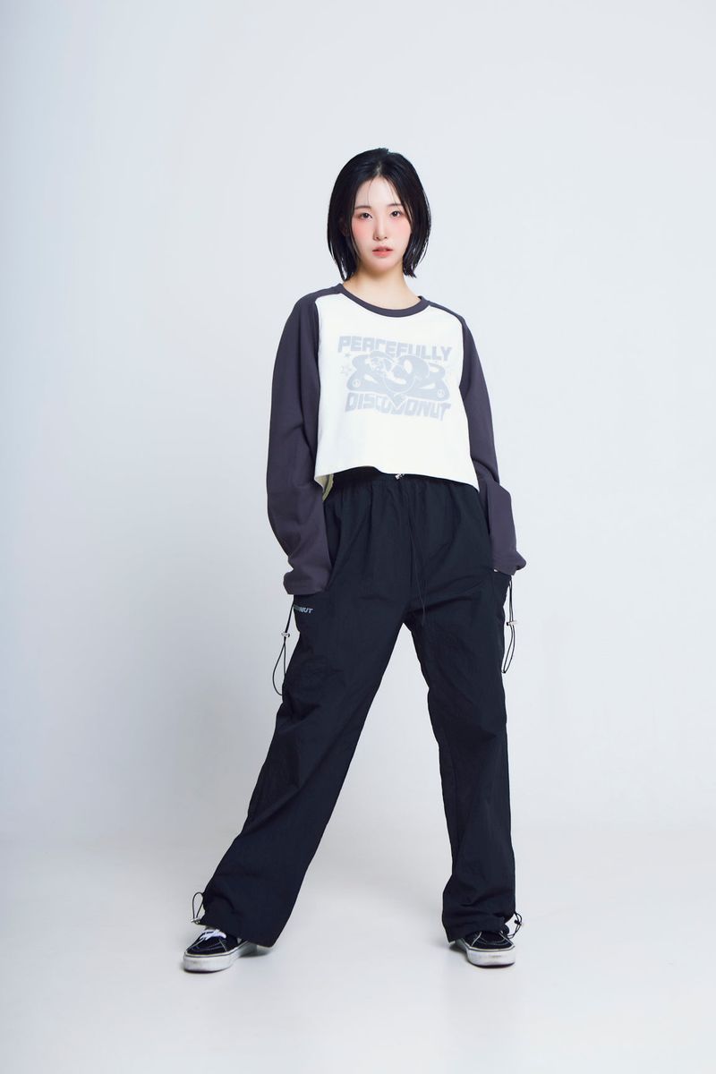 open armhole heart raglan ½T-shirts_charcoal/ivory