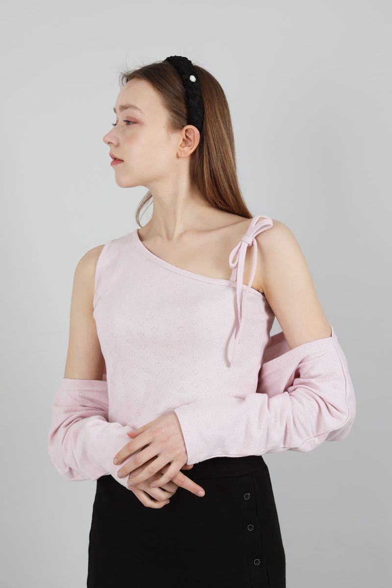 SET Ribbon Sleeveless Bolero Pink