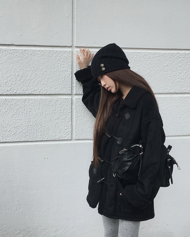 Uon Button Knit Wool Beanie