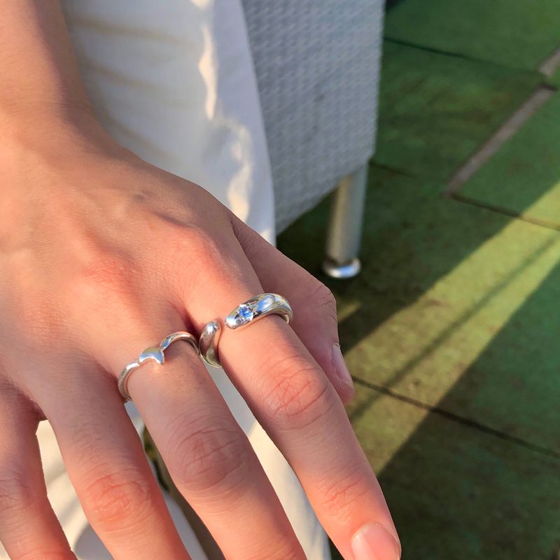 Moon's piece silver Ring