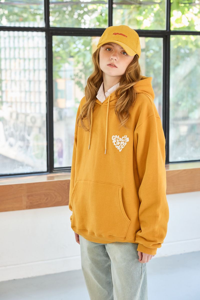GOODLUCK HEART HOODIE / MUSTARD