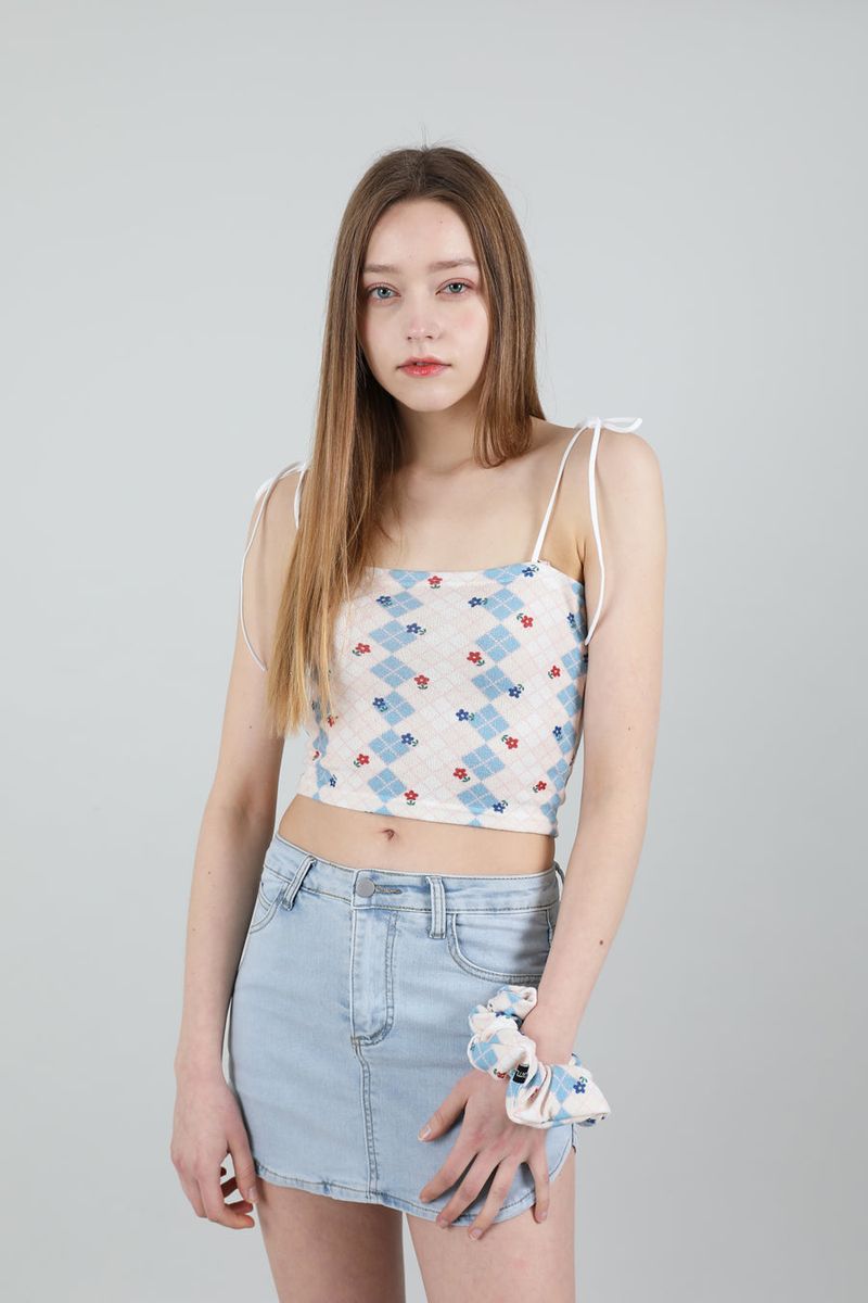 SET Highteen Sleeveless Crop Top Scrunchie Blue