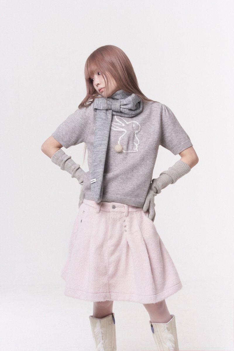 Mini ribbon muffler_gray