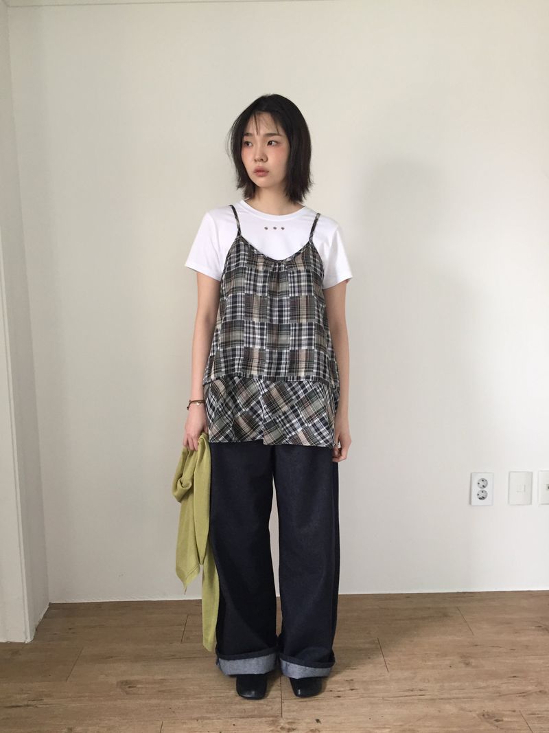 Stitched wide engine denim (2color)