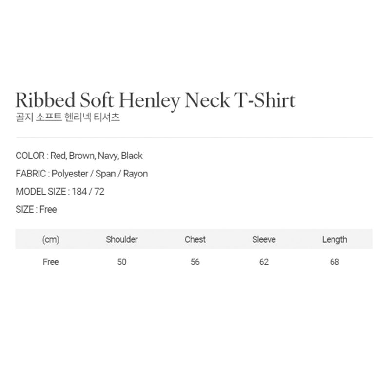 Ribbed Soft Henley Neck T-Shirt