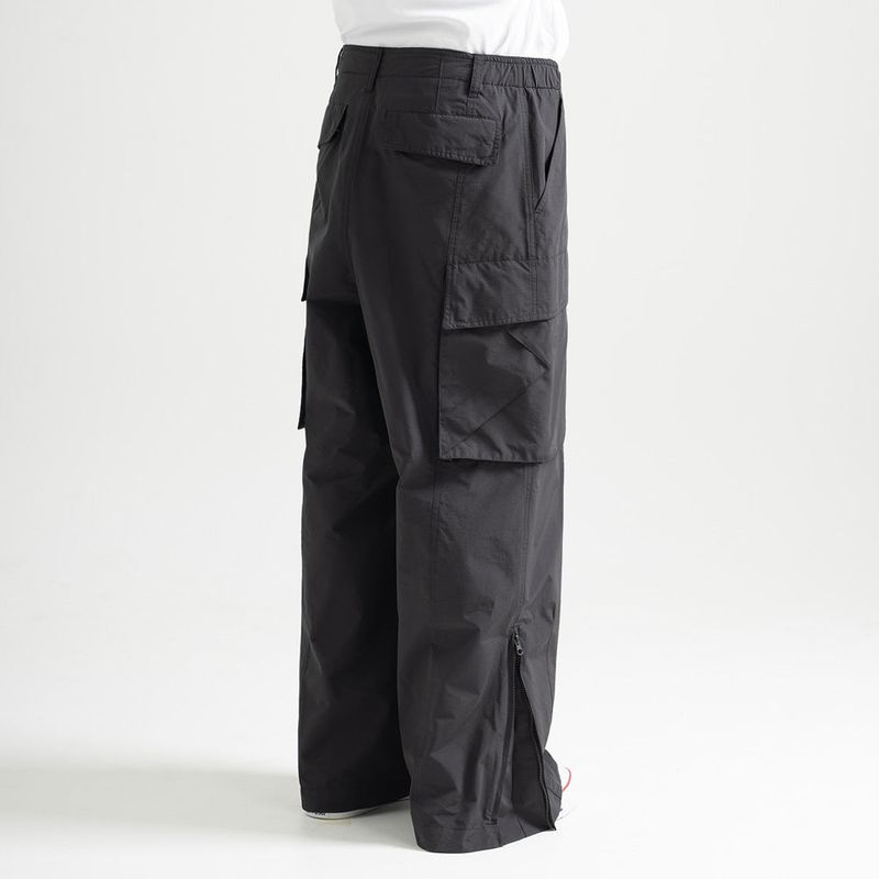 Nylon RIB Wide Pocket Pants - BLACK