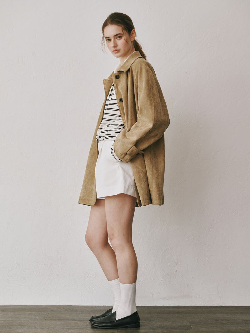 Suede half coat (Beige)