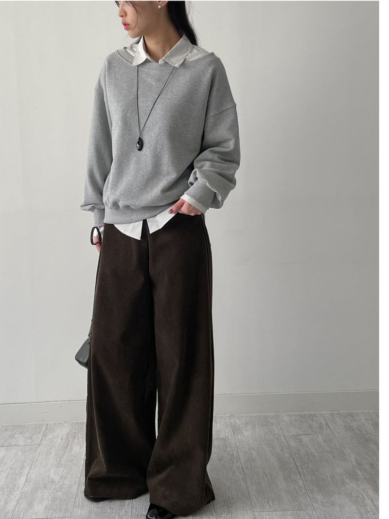 Two-way Boat Neck Over Fit Sweatshirt