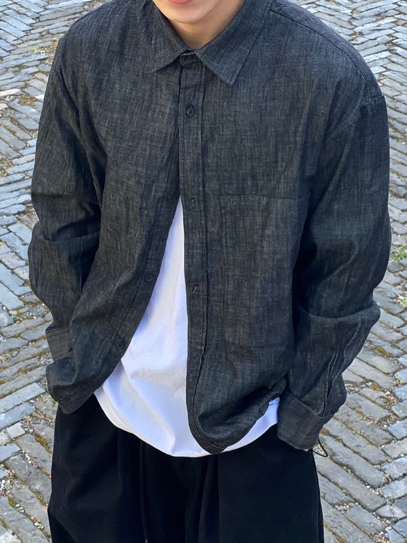 Black Denim String Shirt