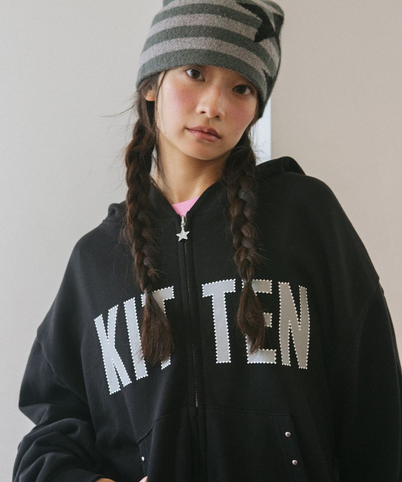 KITTEN EARS ZIP UP HOODIE BLACK(CV2GFFM484A)