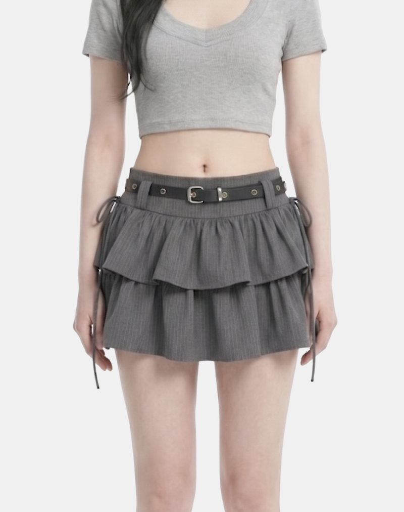 Elvia Belted Frill Mini Skirt
