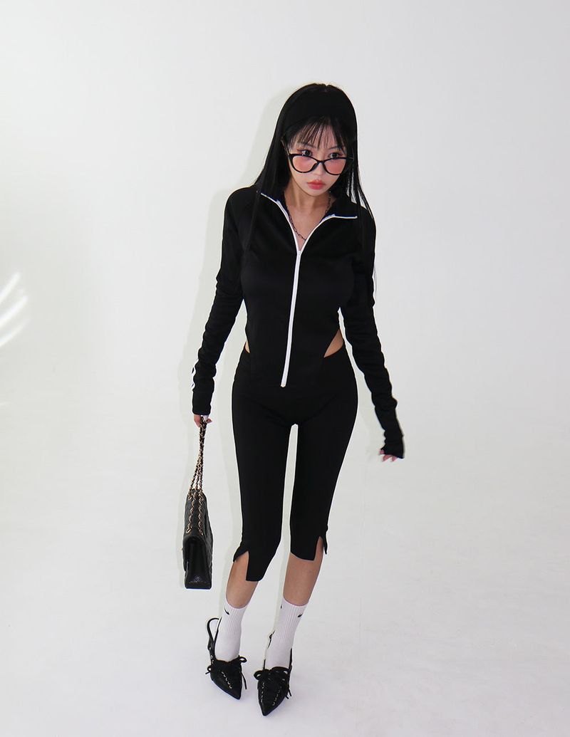 Track Cut-Out Slim Fit Zip-Up