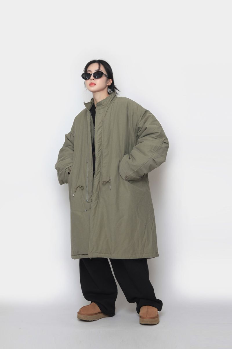 Long bomber padded jacket