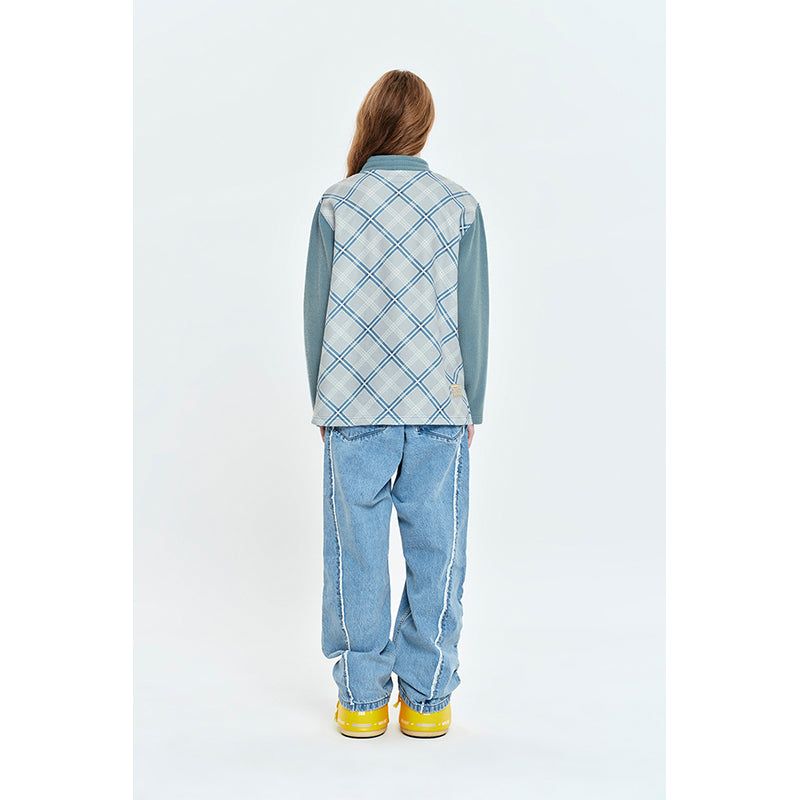 COLORING CHECK PATTERN SWEATSHIRT [MINT]