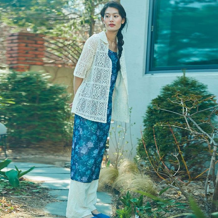 Plant slip dress / Navy