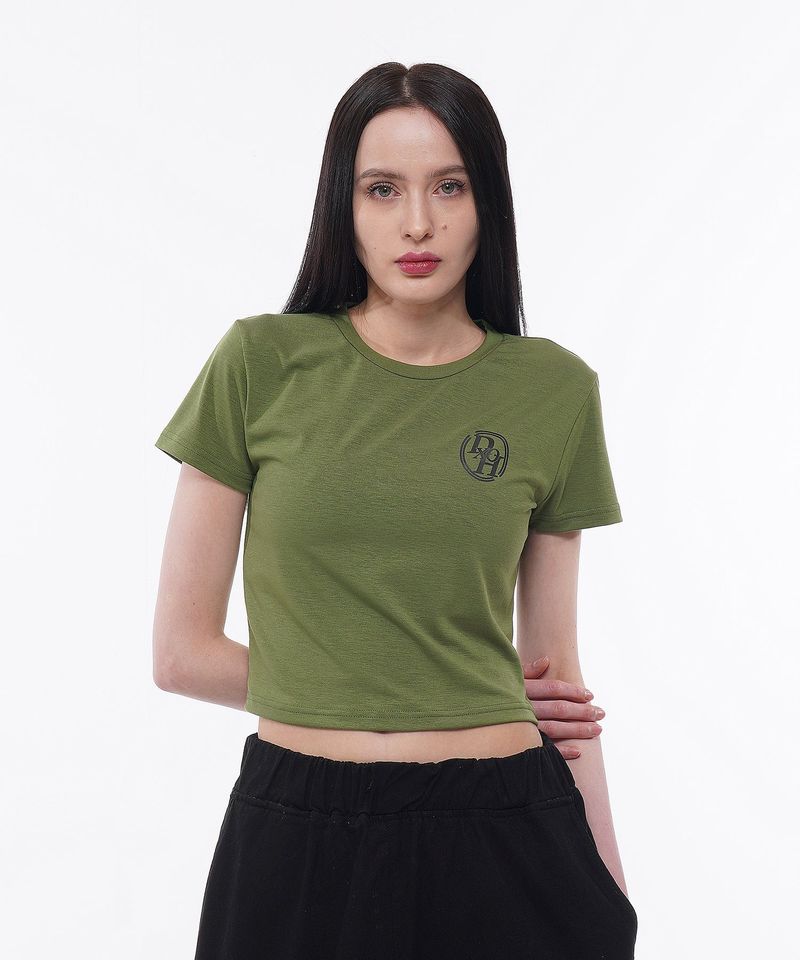 DOUBLE LINE STACK LOGO CROP T-SHIRTS