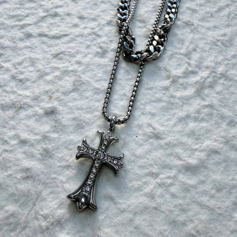 Shadow Edge Cross Layered Necklace